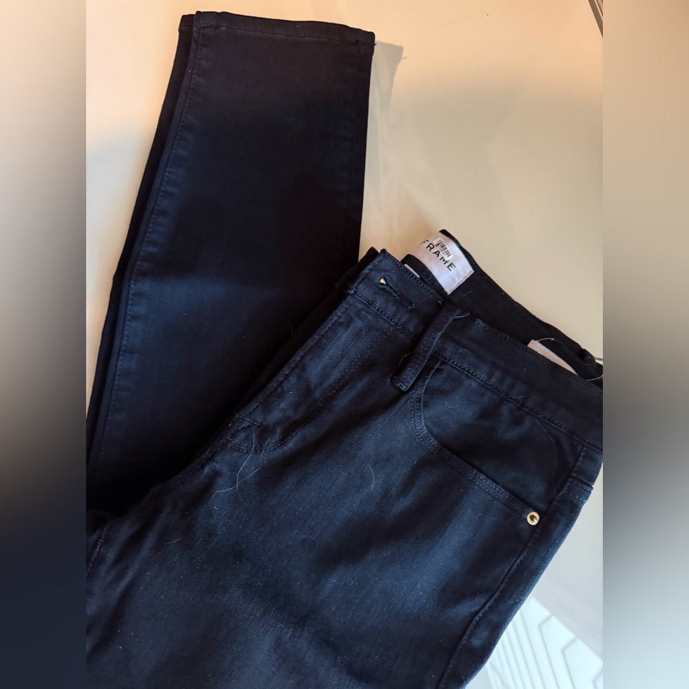 Frame Denim Jet Black Le skinny de Jeanne jeans EUC
